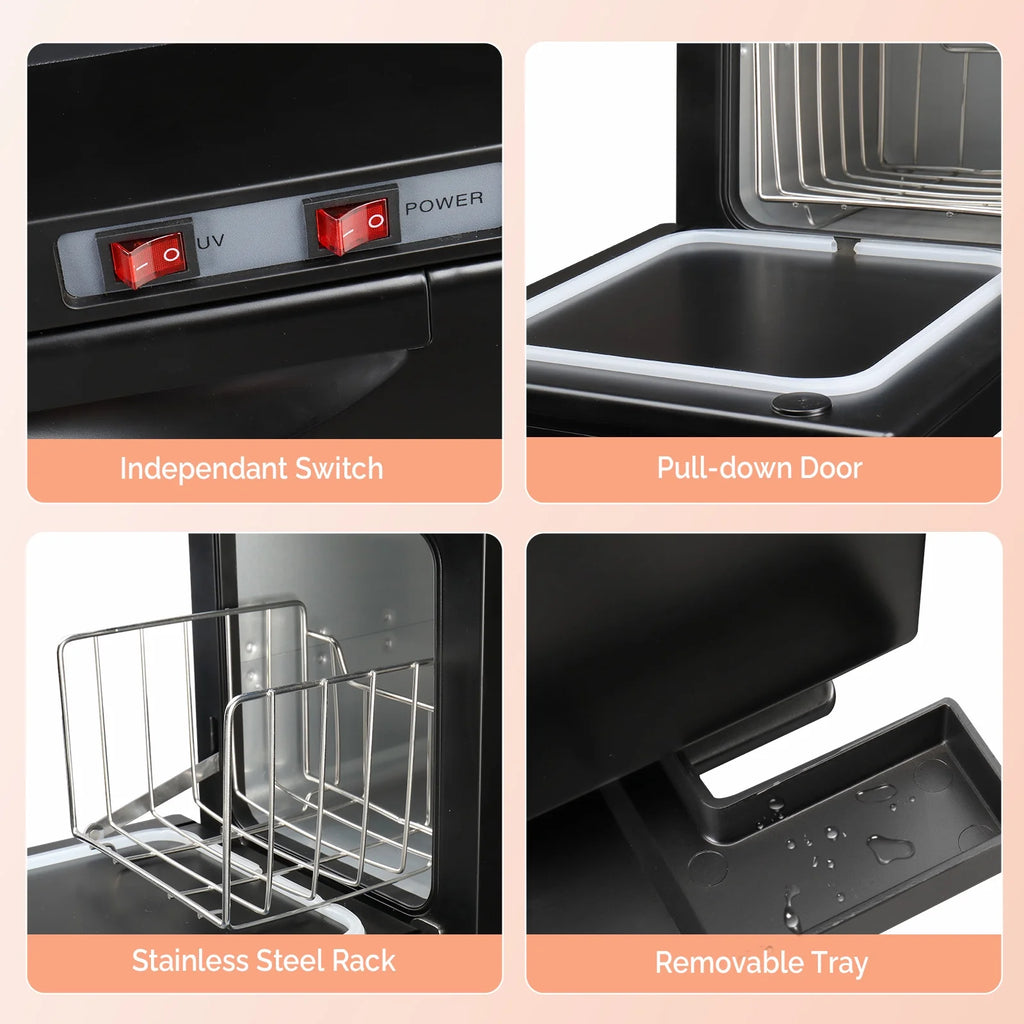 Black 5L Hot Towel Warmer UV Sterilizer Cabinet O8824