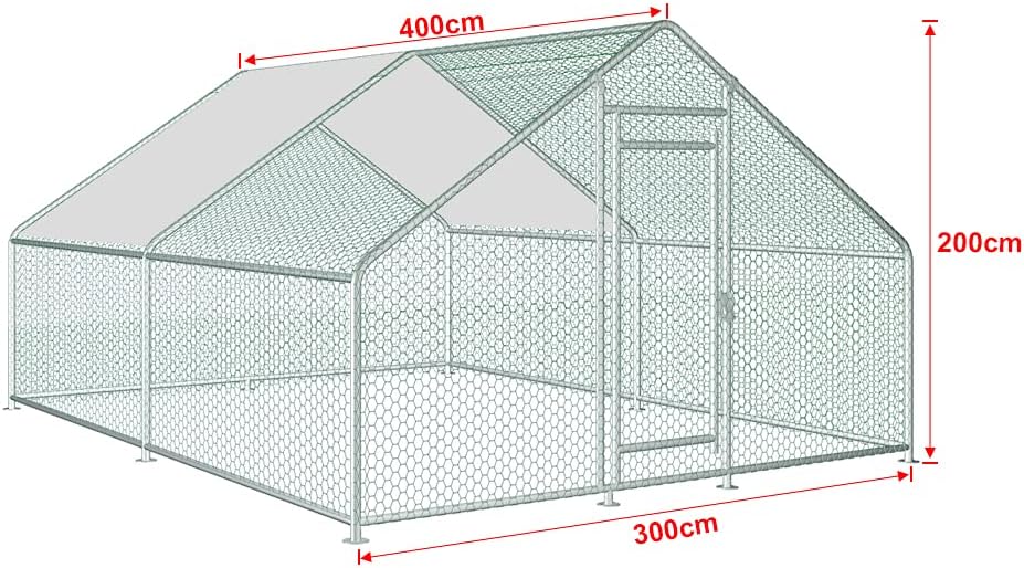 13x10x6.5 FT Metal Chicken Coop with Waterproof Cover S58763
