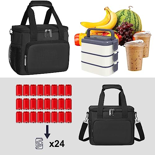 Insulated Leak-Proof Large Black Lunch Bag V3414