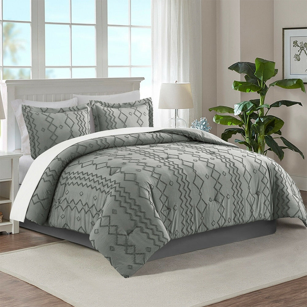 3PCS Tufted Comforter Twin Dark Grey X9983