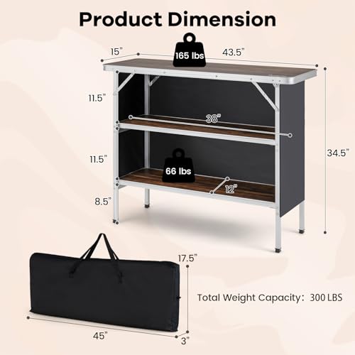 Brown Portable Bar Table with Carrying Bag B8728