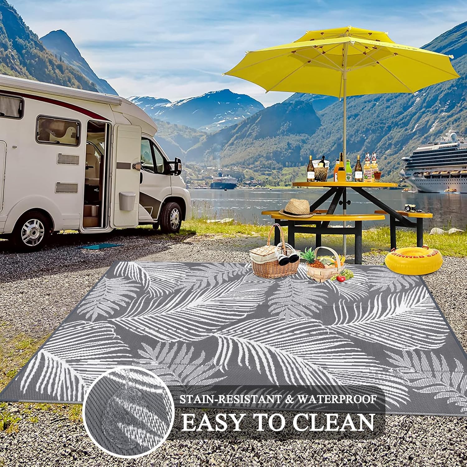 6'x9' Waterproof Reversible Outdoor Plastic Straw Rug F223