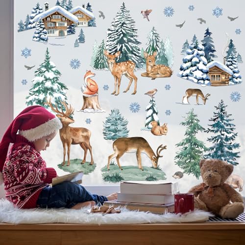 94 Pcs Christmas Tree & Reindeer Window Stickers T410