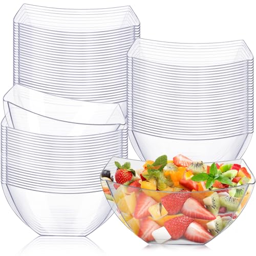 25 Pack 8 oz Clear Plastic Serving Bowls C858