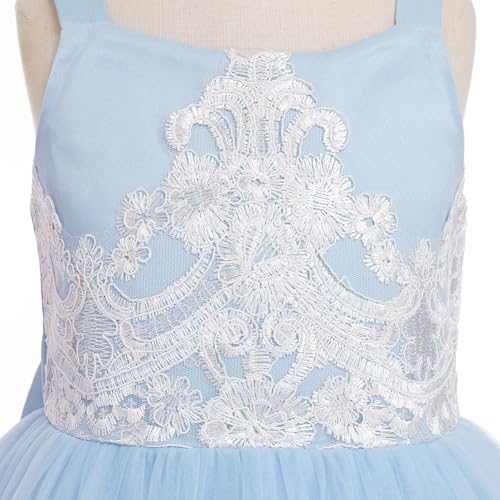 Embroidery Flower Girl Lace Dress Long Gown Tulle Dresses R6654