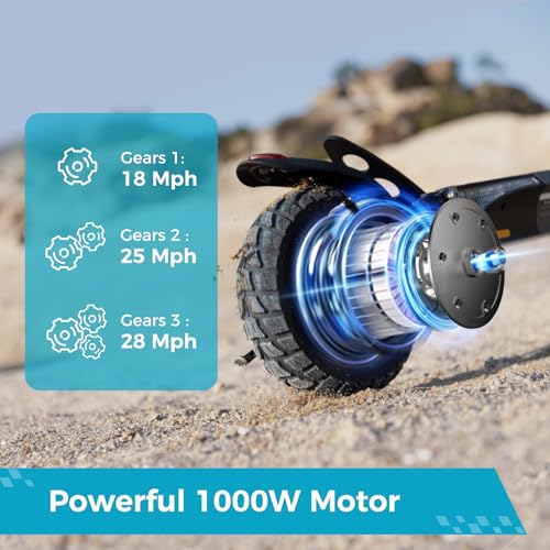Electric Scooter with 1000W Motor, 28 MPH, 10" Pneumatic Tires, Foldable Handlebar W652937