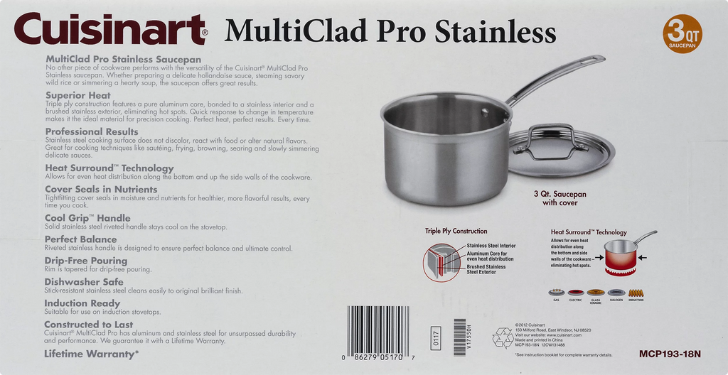 Triple Ply Stainless 3-Quart Saucepan G416294