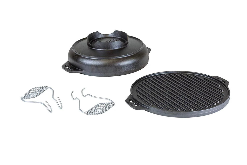 Five-Piece Cast Iron Set with Reversible Grill/Griddle 14 Inch and 6.8 Quart Bottom/Wok J6270