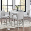 5-Piece Acacia Wood Counter Height Dining Table Set with 4 Upholstered-Seat Chairs B854