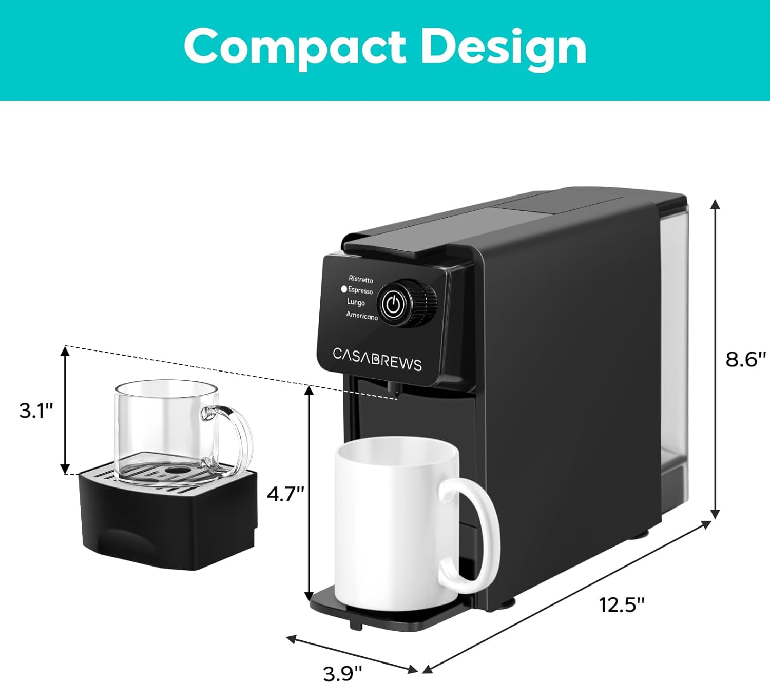 20 Bar Compact Capsule Coffee Machine with 21 oz Removable Water Tank Y342993