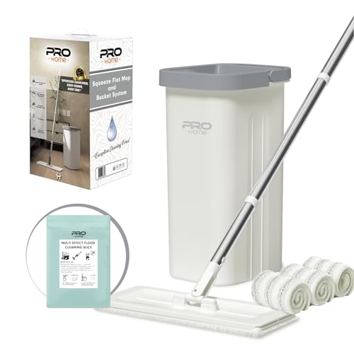 Mop and Bucket with Wringer Set with 3 Reusable Microfiber Mop Pads H651