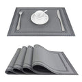 Set of 4 Grey Woven Vinyl Placemats C251992