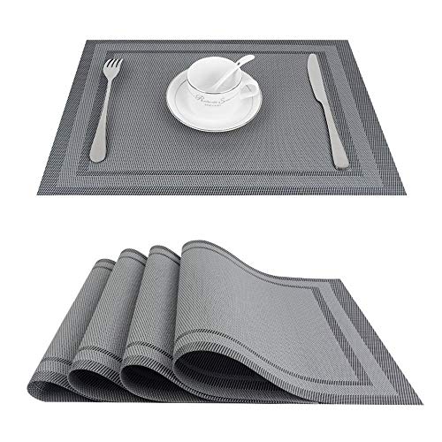Set of 4 Grey Woven Vinyl Placemats C251992