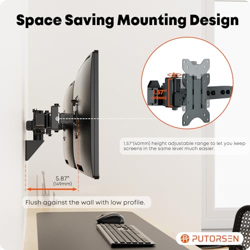 Black Dual Monitor Wall Mount, VESA 75x75/100x100mm U107