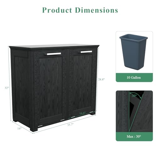 White 10-Gallon Wooden Tilt Out Trash Cabinet Y51313