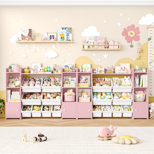 Pink 8 Toy Bins Storage Organizer with Shelf B933
