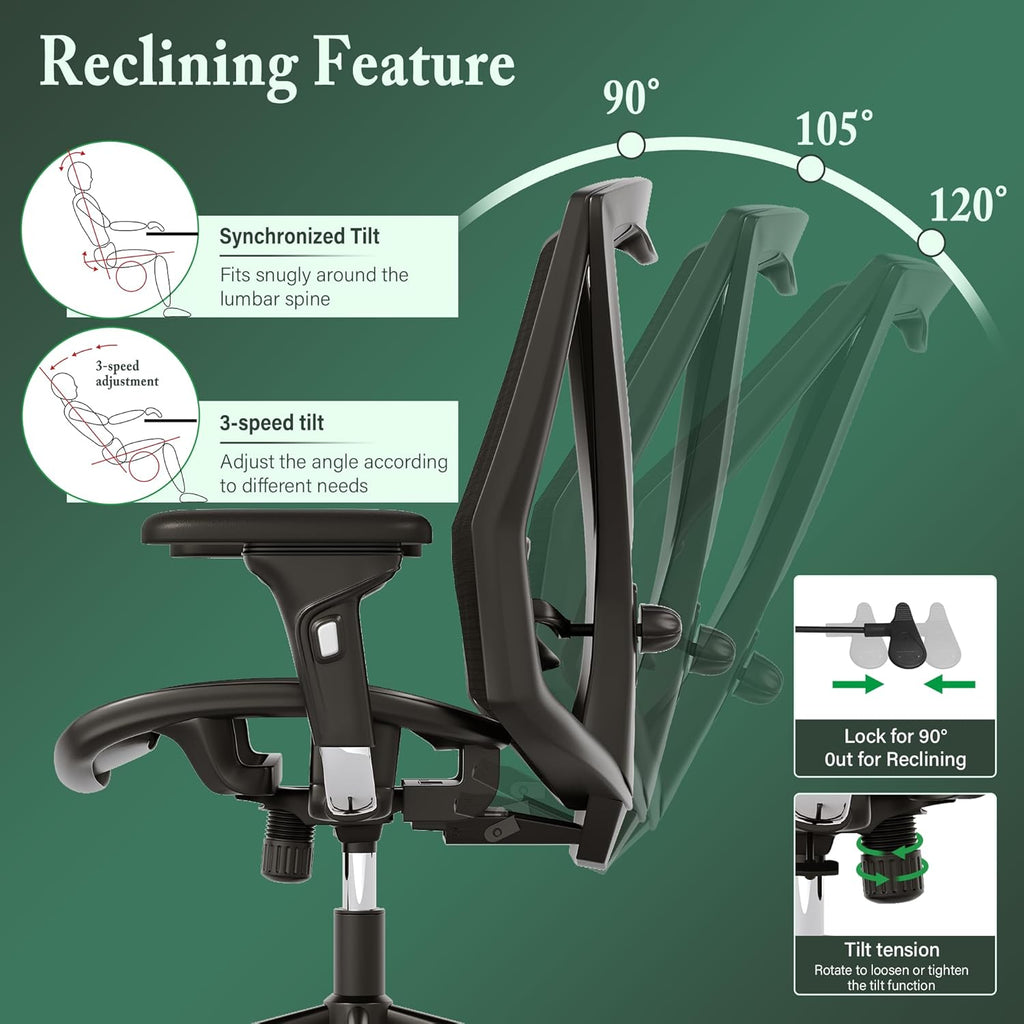 Executive Office Chair with Adjustable Lumbar Support and Swivel Mesh C602