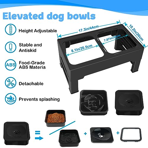 2-in-1 Elevated Slow Feeder Dog Bowls with Non-Skid Silicone Mat Z82523
