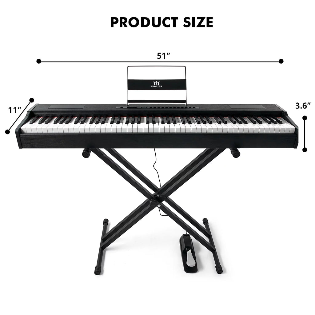 Black 88-Key Digital Piano Weighted Keyboard Hammer Action with Stand N854956