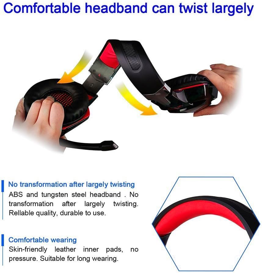 Comfortable 3.5mm Stereo Over-Ear Headphone Headband with LED Lighting R7896