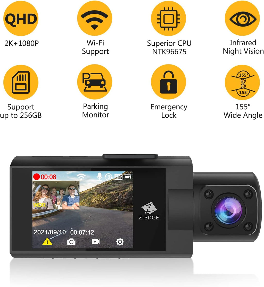 2K+1080P Dual Dash Cam with IR Night Vision W915