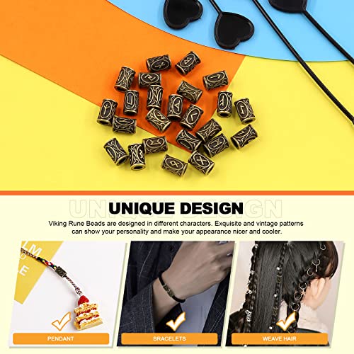 300Pcs Viking Rune Beads Hair Beard Beads Set including 5Pcs Black Pull Hairpin Quick Beader Hairpins and 200Pcs Black Rubber Bands with a Bag I181