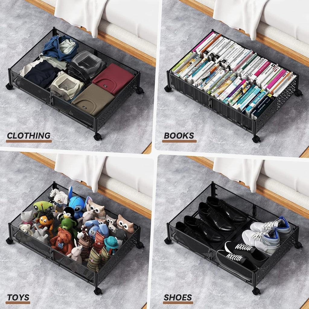 Under Bed Storage Containers with Wheels Metal Storage Containers -2PCK D8550
