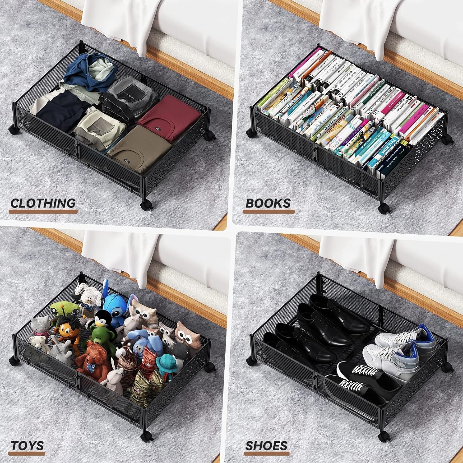 Under Bed Storage Containers with Wheels Metal Storage Containers -2PCK D8550