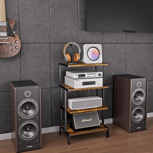 4-Tier Game Console Stand with Storage Shelves J8442