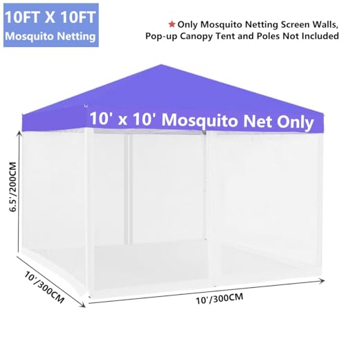 Black 4-Panel Mosquito Net for Gazebo Canopy 10' x 10' with Double Door O36275