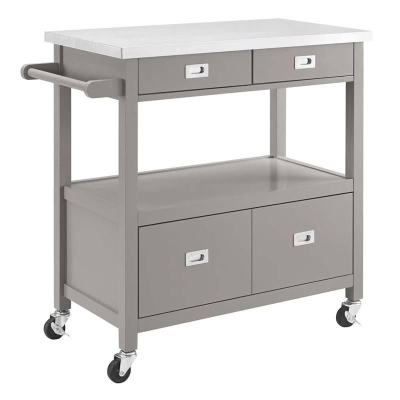 Gray Stainless Steel Top Kitchen Cart Z308020