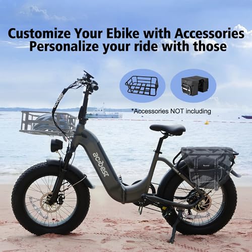 20" Fat Tire Step-Thru Electric Bike with 48V 15AH Removable Battery, 7-Speed H8493