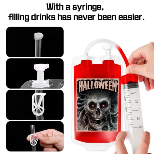 120 Packs Halloween Blood Bags for Drink U1976