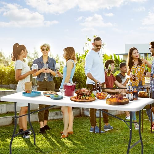 White 6 Foot Heavy Duty Plastic Folding Table U72788