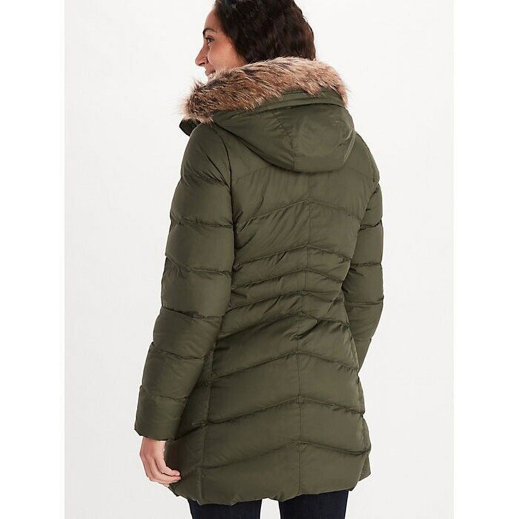 Olive Green Hooded Faux-Fur-Trim Coat Size XL Y3925