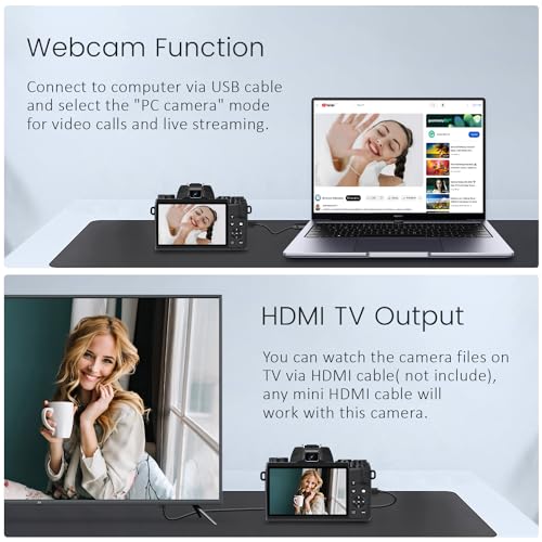 4K 64MP WiFi Touch Screen Digital Camera with Flash, 32GB SD Card, Lens Hood, 3000mAH Battery - Black K660763