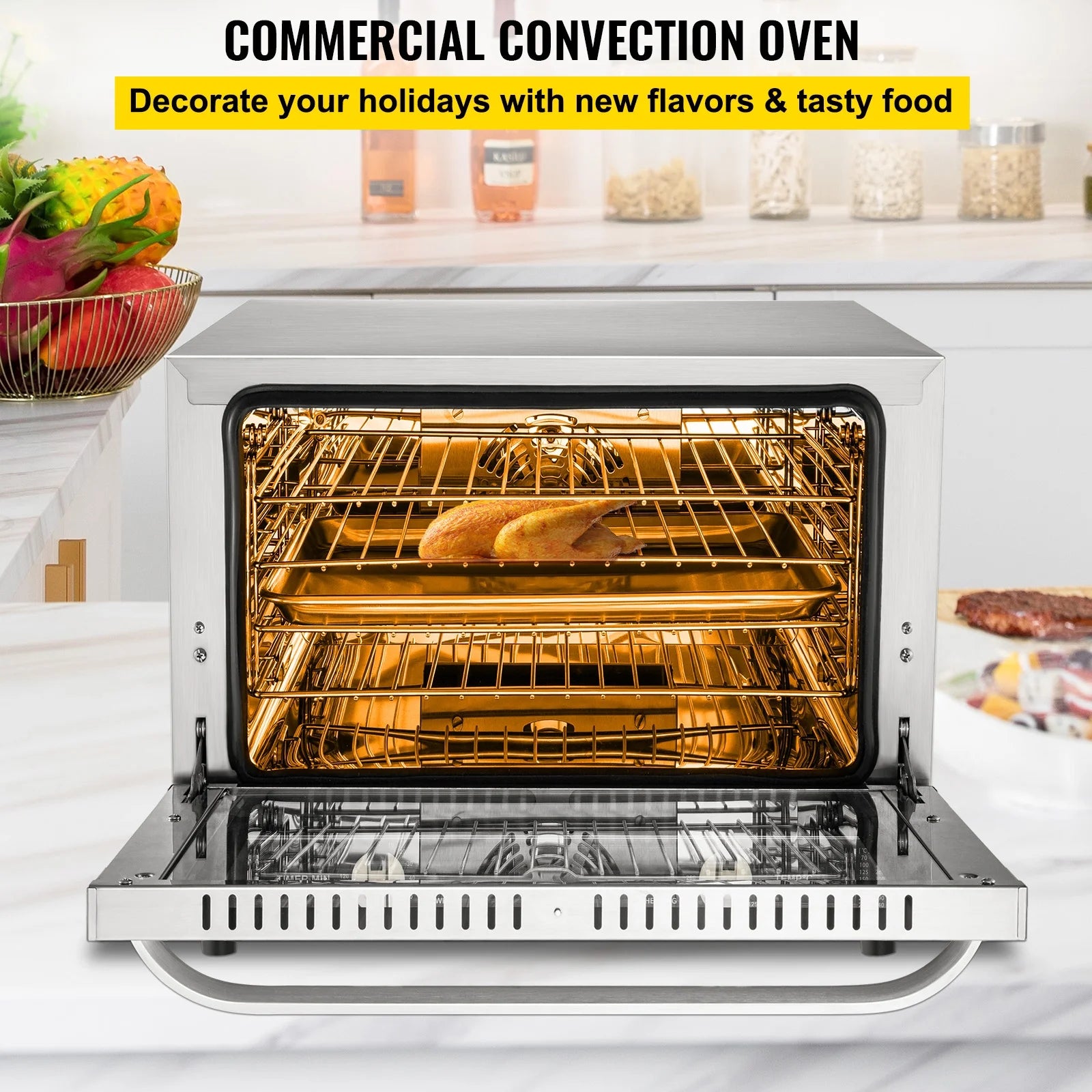 Commercial Convection Oven, 66L, 1800W, 4-Tier N262581