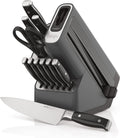 12 Piece German Stainless Steel Knife Block Set with Built-in Sharpener, Black W1052