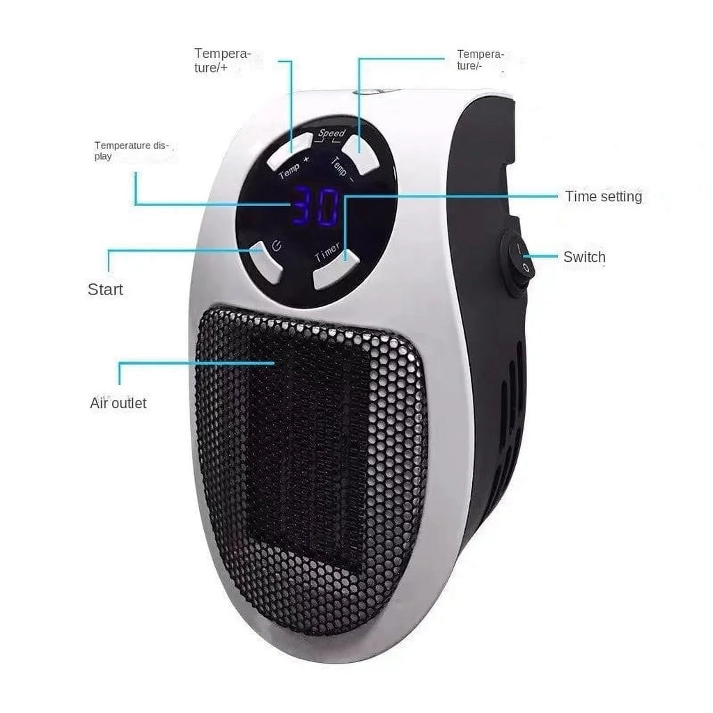 500W Mini Plug-in Wall Heater With Digital Timer F54030