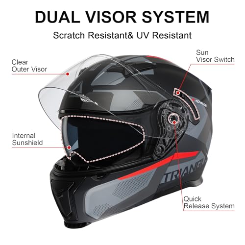 Modular Motorcycle Helmet Flip Up Full Face Dual Visor C84547
