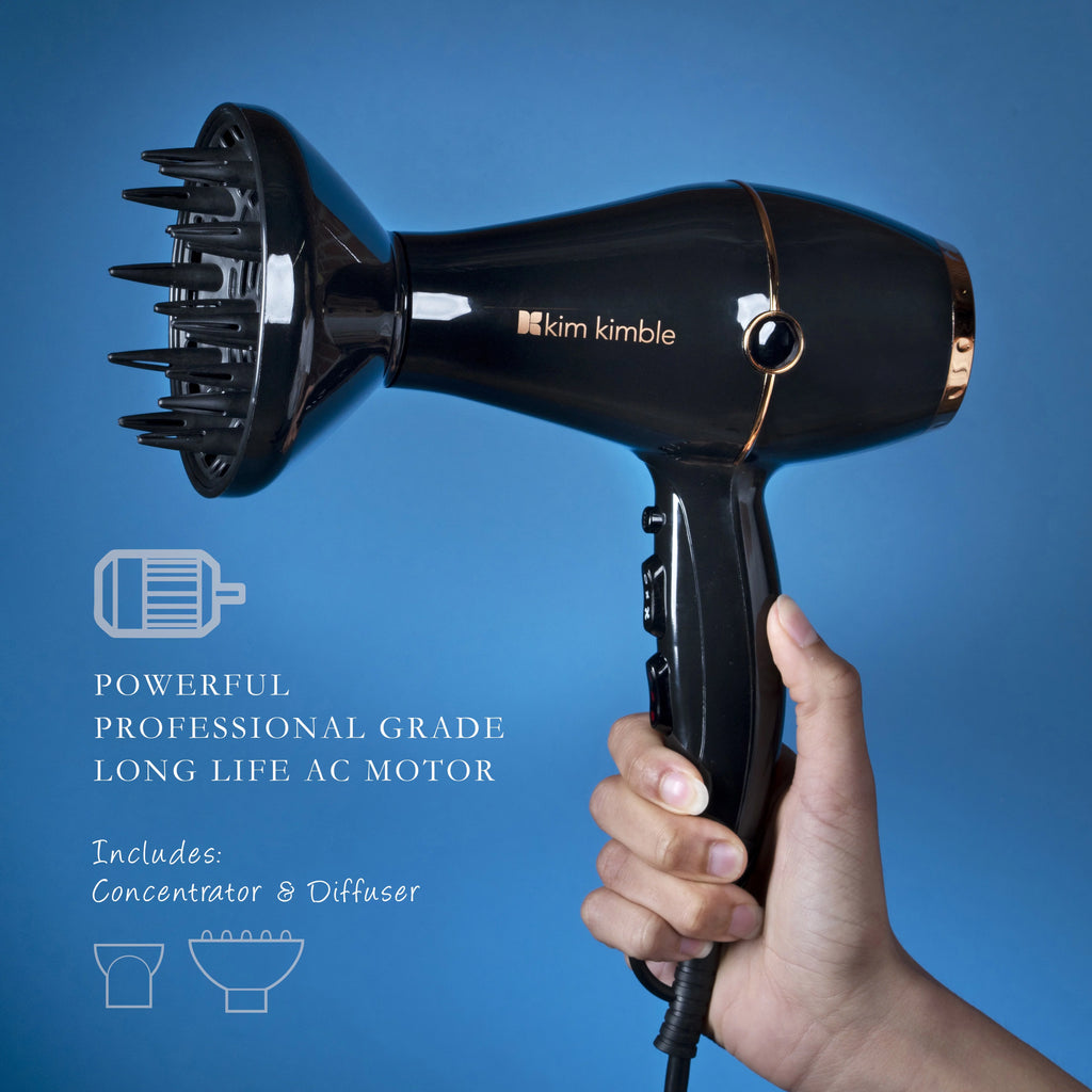 Black 1875W Pro Hair Dryer with Concentrator and Diffuser W5683