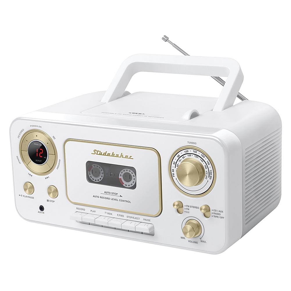 Portable Stereo CD Player with AM/FM Radio and Cassette Player Recorder Teal Silver R835