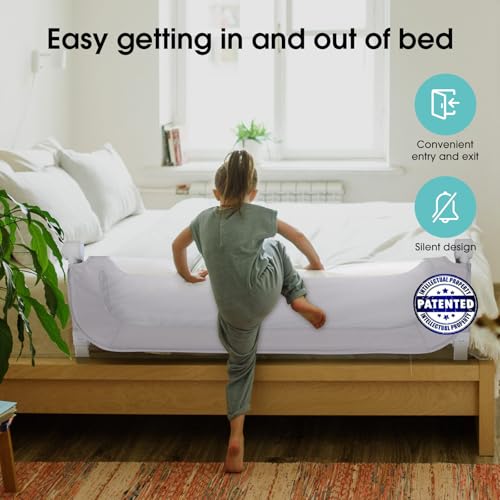 47" Toddler Bed Side Rails for Twin, Full, Queen Bunk Size Bed Swing Down Bedrail J226839