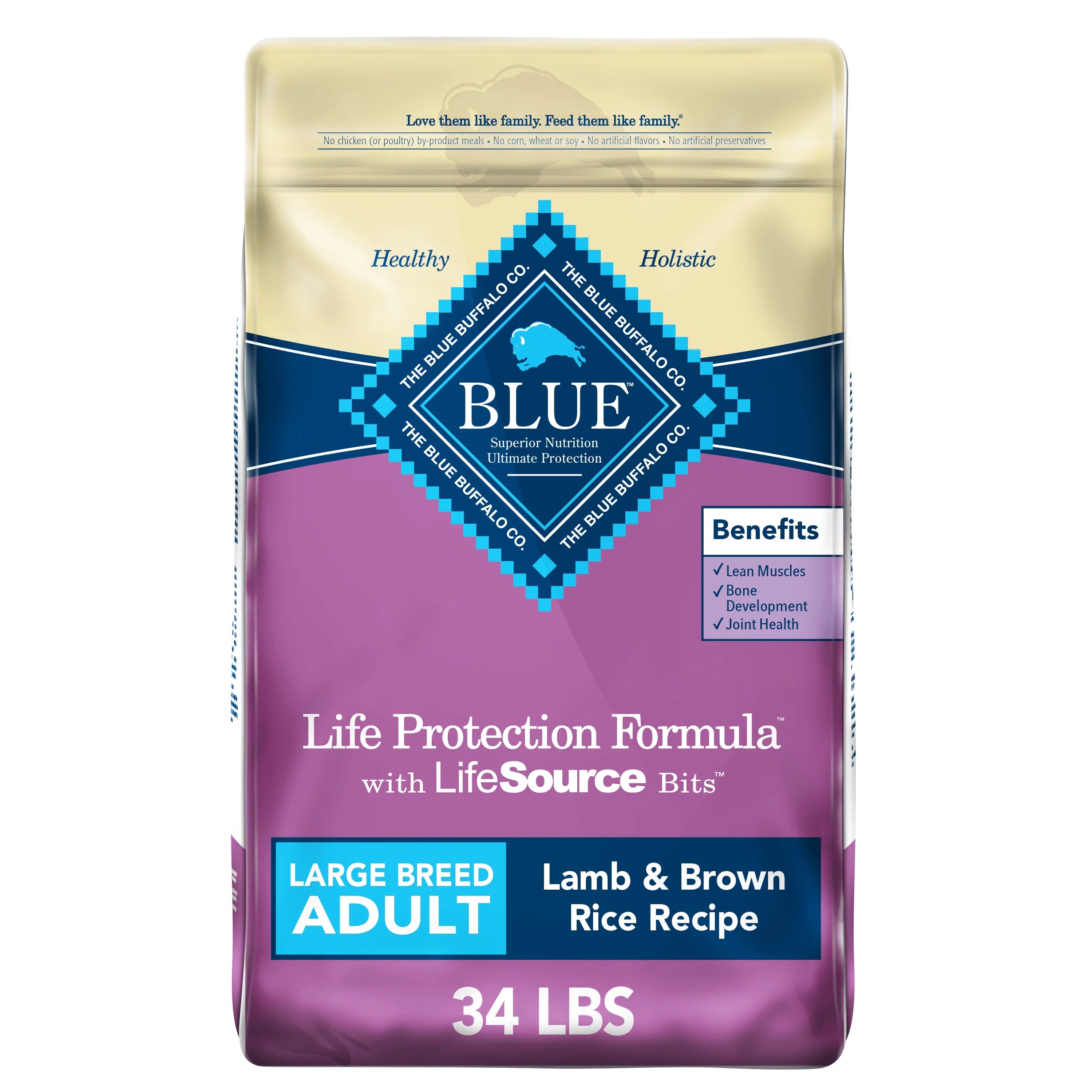 Large Breed Dry Dog Food, Lamb and Brown Rice, 34 lb. Bag C41261
