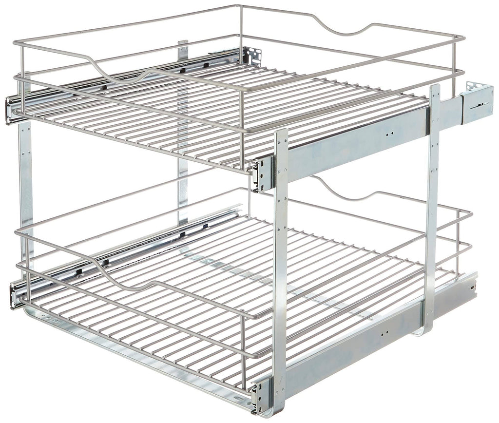 20.625 in. W x 21.75 in. D x 16.25 in. H Double Tier Pull Out Cabinet Organizer, Frosted Nickel I48976