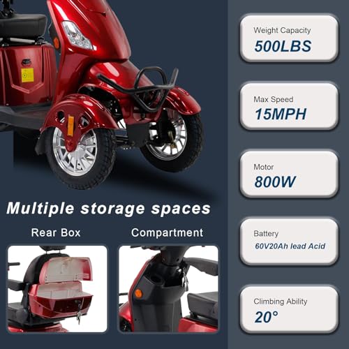 Red 800W All Terrain Heavy Duty Mobility Scooter O407910