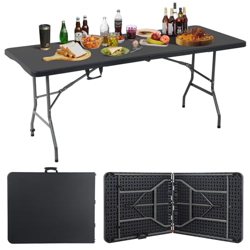 White 6 Foot Heavy Duty Plastic Folding Table U72788