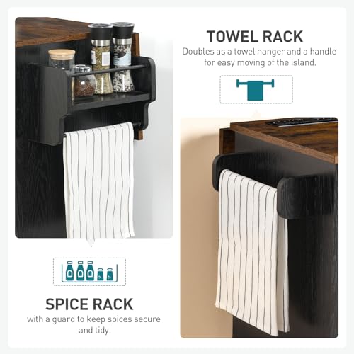 White and Walnut Rolling Kitchen Island with Storage O55796