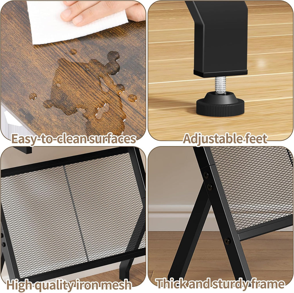 3-Tier Narrow Side Table with Charging Station O695588