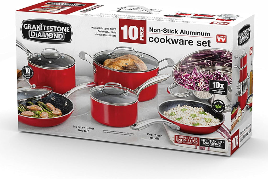 10pc Nonstick Granite Stone Cookware Set C133